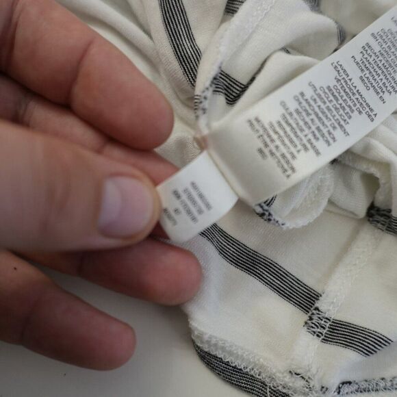 Chico's Size 0 White Gray Striped Shirt Dress Dress Rayon Blend Short Sleeve - Picture 9 of 10